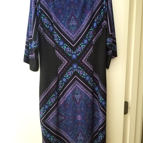 London Times purple geometric sheath shift dress, size 12 - Picture 6 of 8